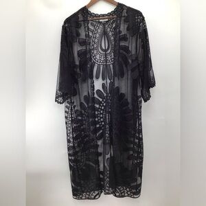 David and Young Black Sheer Mesh Cardigan